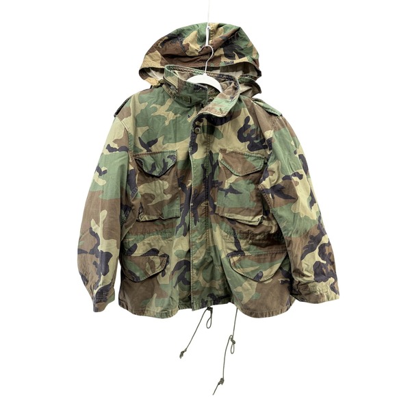 Vintage Golden Mfg M-65 Coat Mens Large Short Camo Cold Weather Army 80s Lined